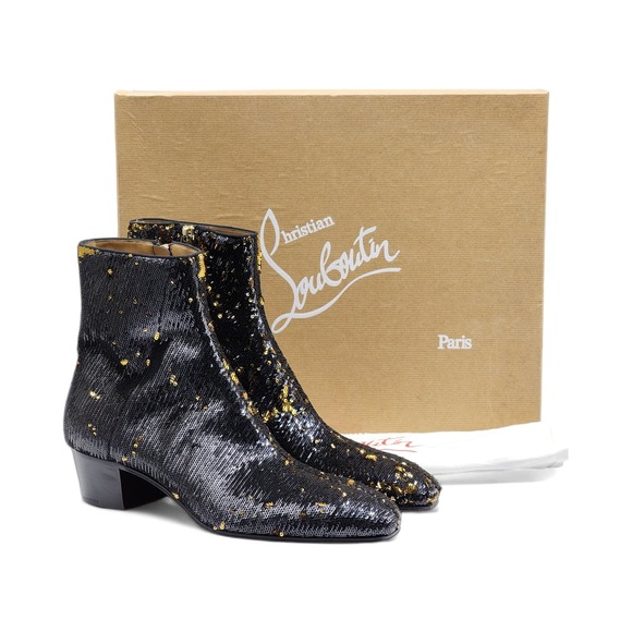 Christian Louboutin Other - Christian Louboutin Paillettes Disco 70s Ankle Boots Black Gold 41.5 8.5 $1450